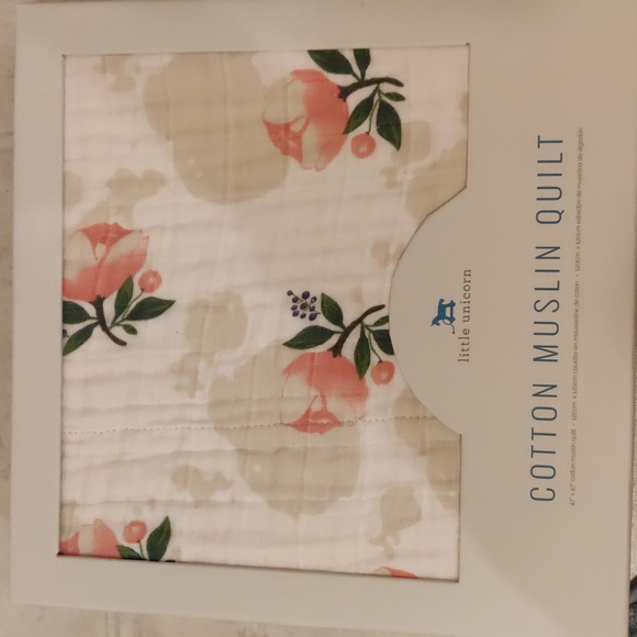 New! Multi color, floral 100% cotton muslin quilt baby blanket - Picture 2 of 4